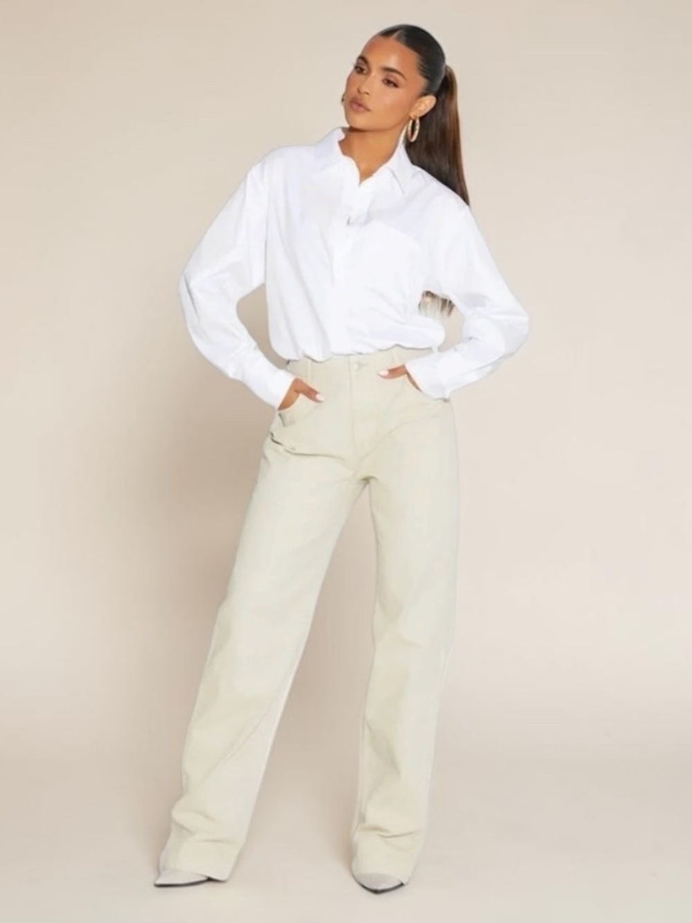 Naked Wardrobe Boyfriend Denim Natural Wide Leg Jeans Size 27 NWT